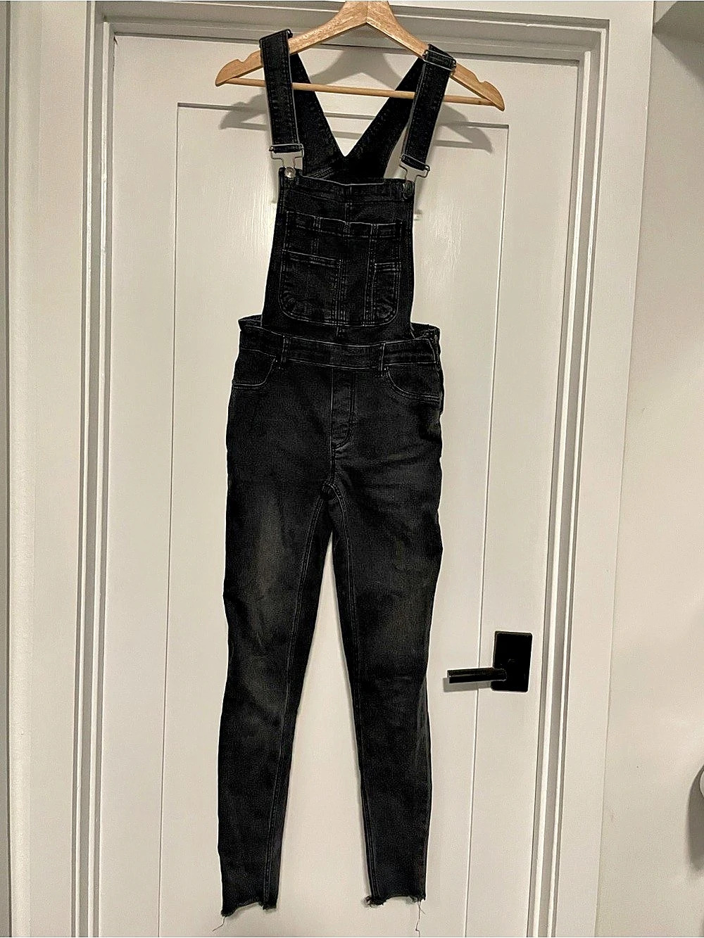 Free People Black Denim Overalls Waist 25 Good